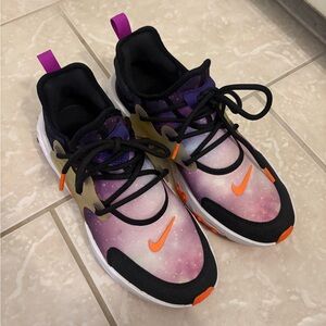Nike Kids Purple Galaxy Sneakers with Orange Highlights
